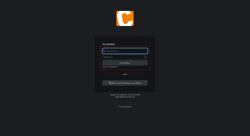 Login-Seite zum Contao-Backend